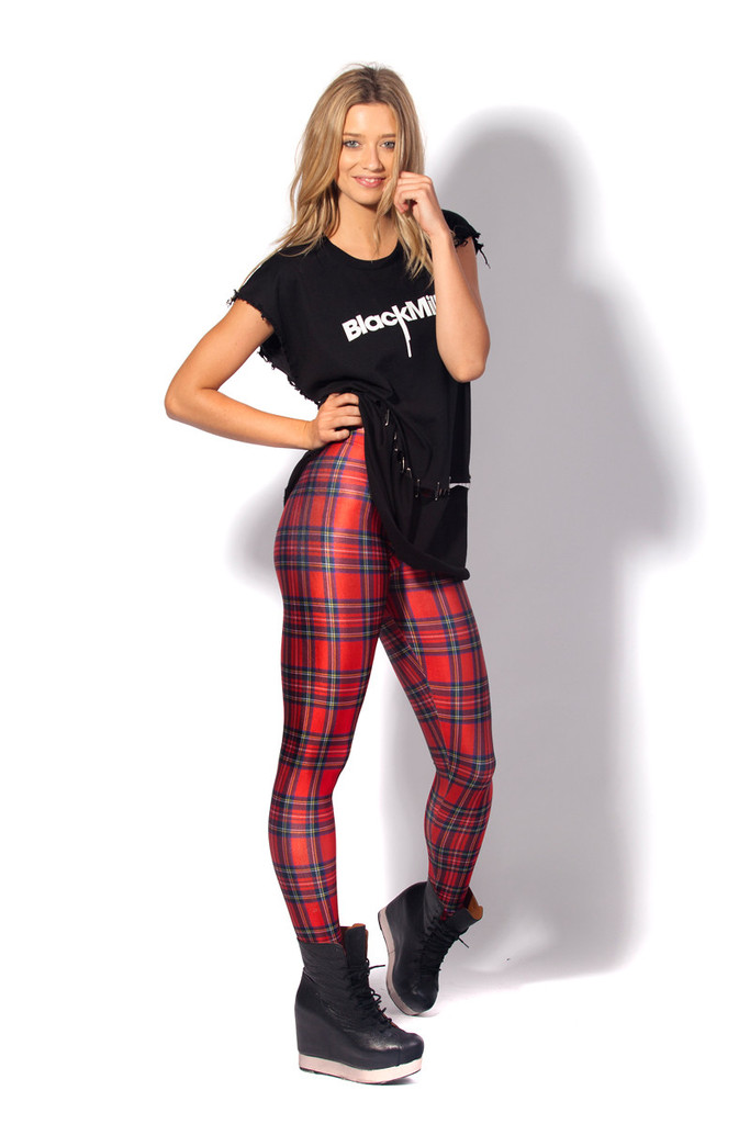 F33076  TARTAN RED LEGGINGS